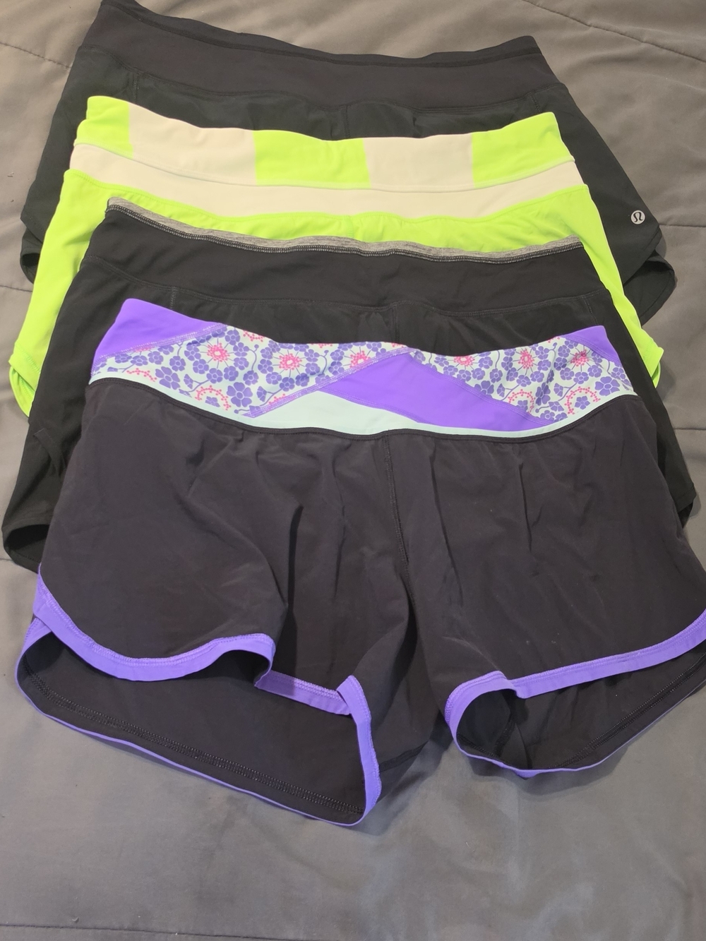lululemon athletica Women’s Black Athletic Shorts with Purple Trim (Lot Of 4)